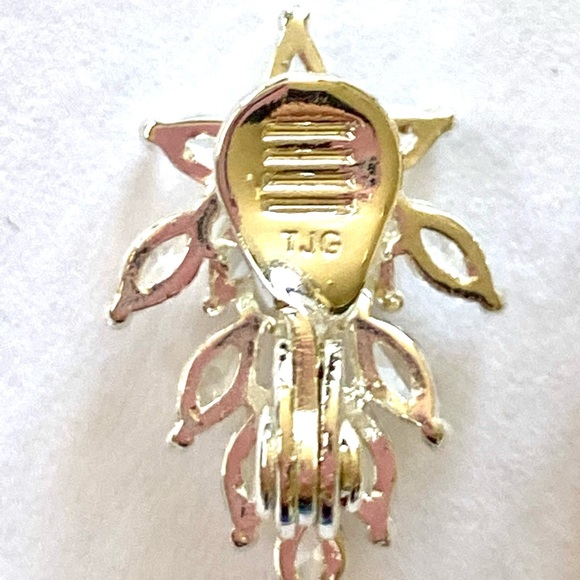 Sterling silver cz diamond cluster clip-on earrings - Picture 2 of 9